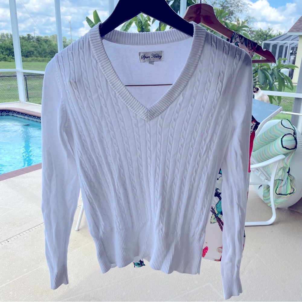 Sport Haley V Neck Cable knit Sweater